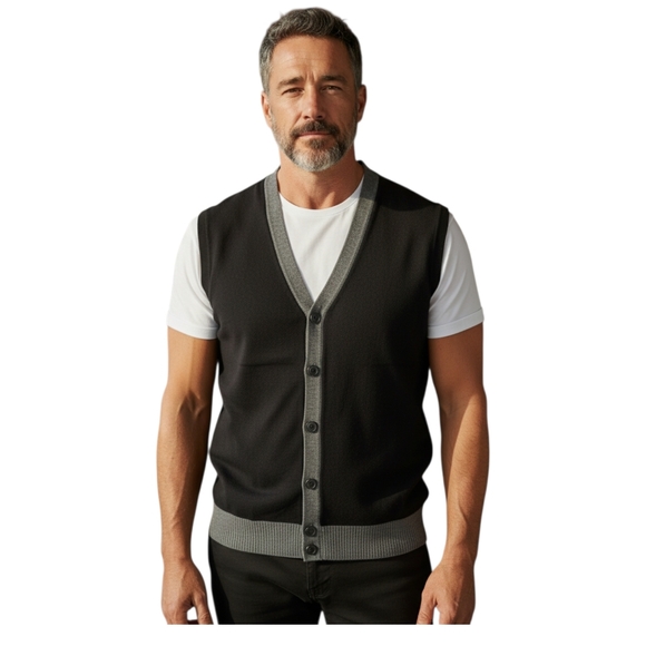Kenneth Cole Reaction Other - Kenneth Cole Reaction Sz. M Black/Gray Cardigan Sweater Vest